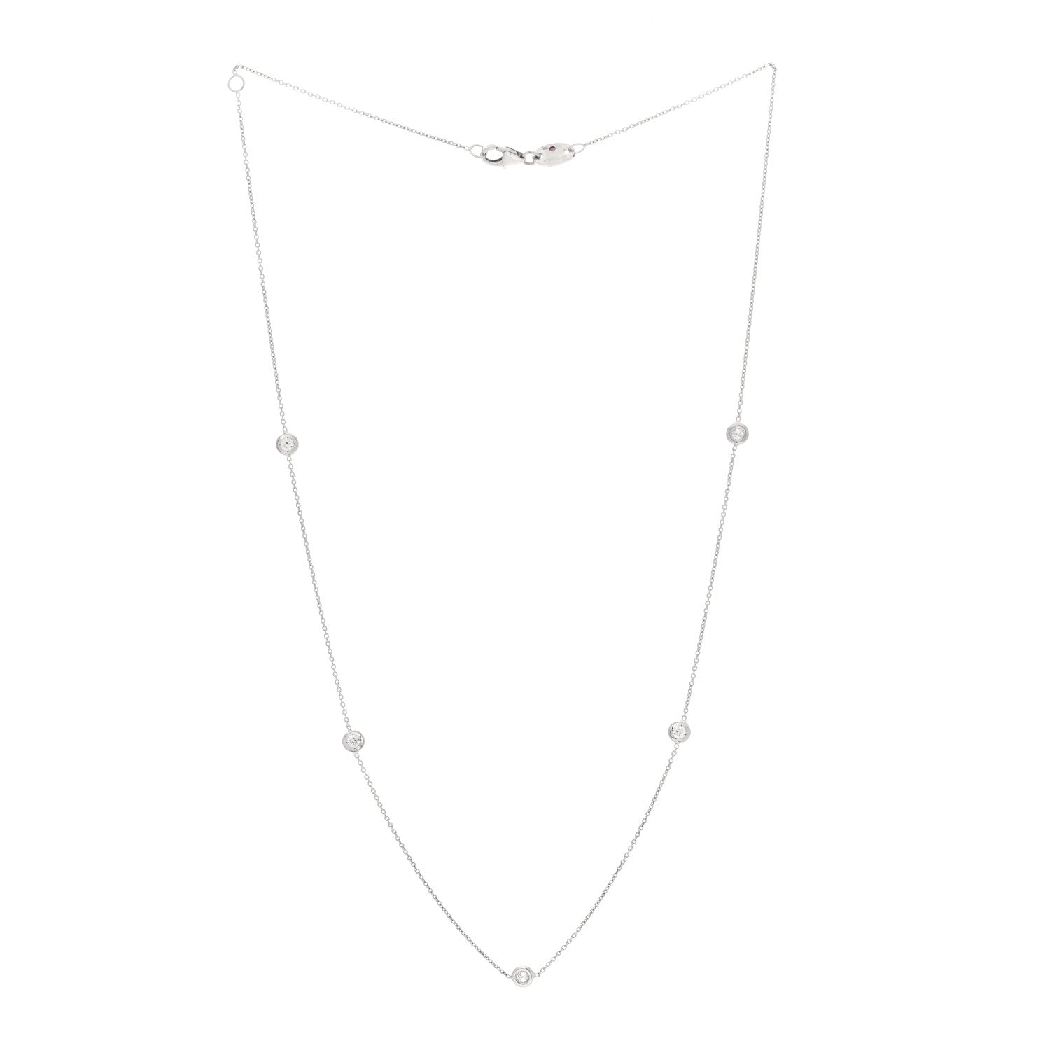 Roberto Coin 18K White Gold Diamond .23ctw Diamonds by the Inch Five Station Necklace 3 of 5