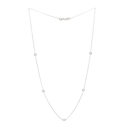 Roberto Coin 18K White Gold Diamond .23ctw Diamonds by the Inch Five Station Necklace 3 of 5