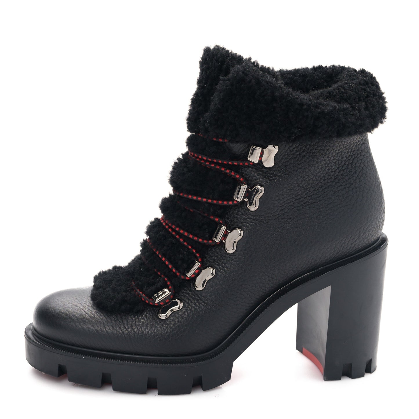 Grained Calfskin Shearling Edelvizir 70 Ankle Boots 37.5 Black