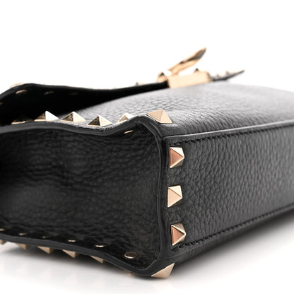 Valentino Garavani Pebbled Calfskin Medium Rockstud Flip Lock Crossbody Bag Black 8 of 12