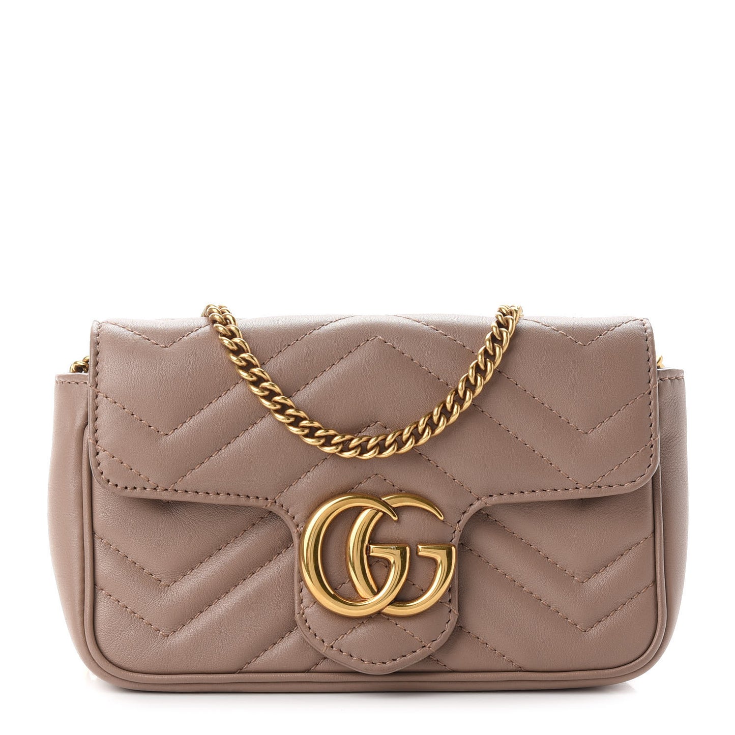 Calfskin Matelasse Super Mini GG Marmont Shoulder Bag Porcelain Rose