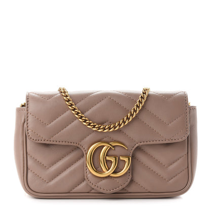Gucci Calfskin Matelasse Super Mini GG Marmont Shoulder Bag Porcelain Rose 1 of 9
