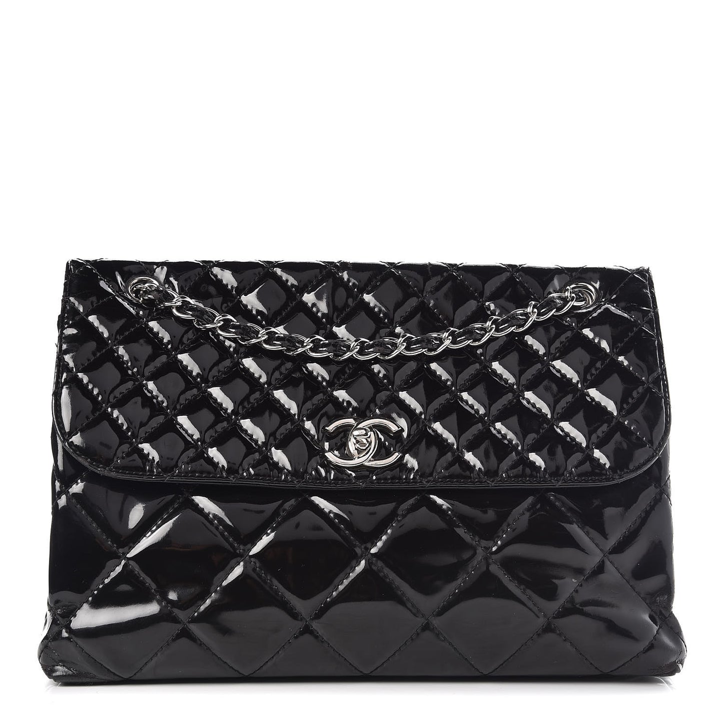 Vinyl Quilted In the Business Flap Bag Black