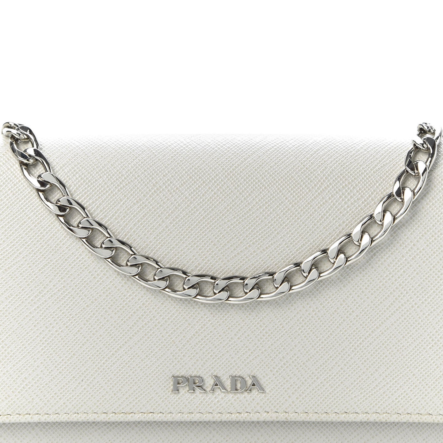 Saffiano Bi-Color Chain Wallet Talco Black