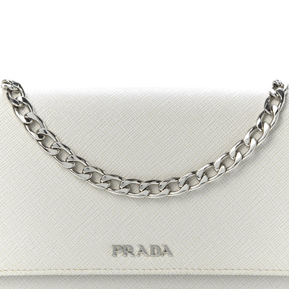 Prada Saffiano Bi-Color Chain Wallet Talco Black 9 of 9