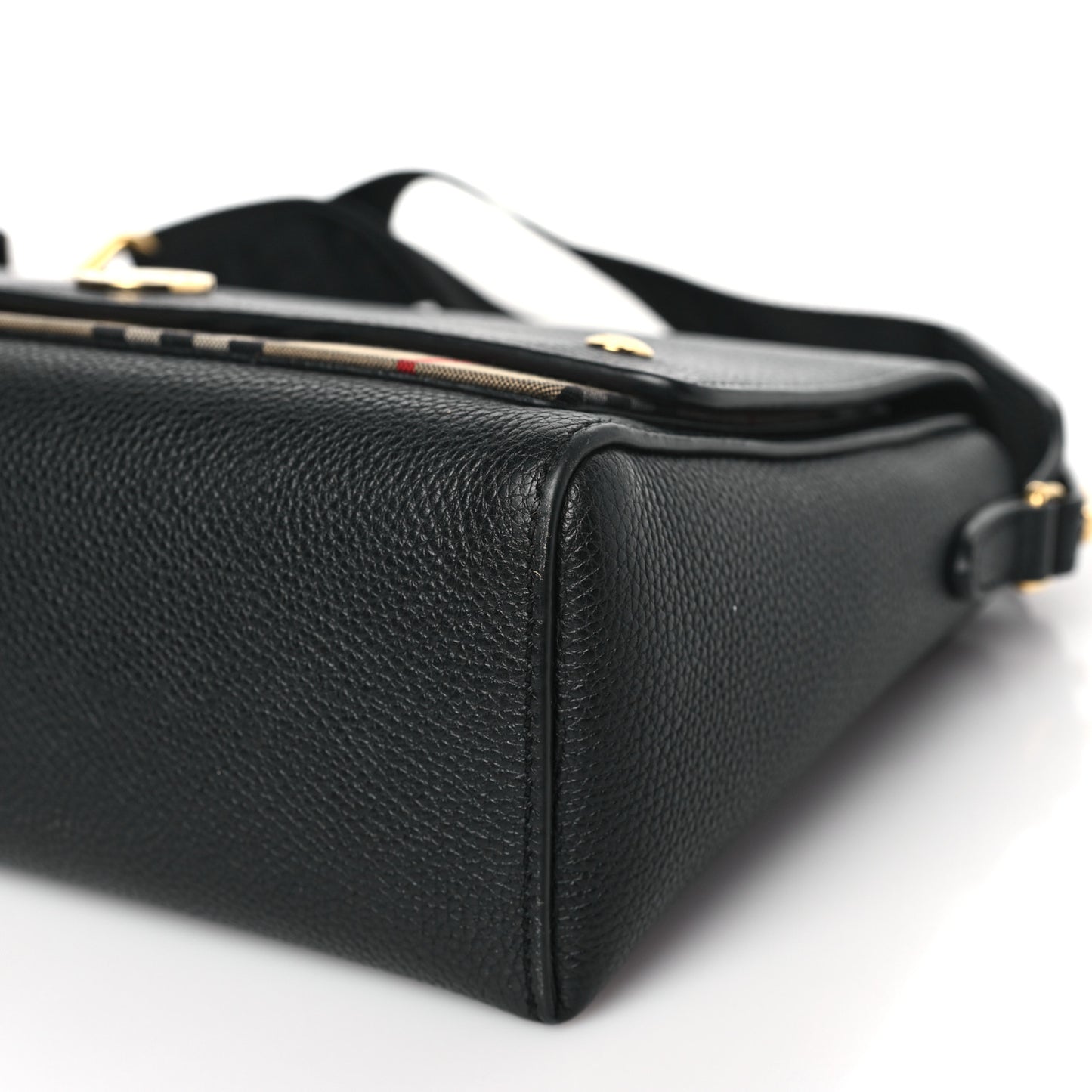 Coated Canvas Calfskin Vintage Check Medium Note Crossbody Bag Black