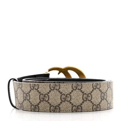 Gucci GG Supreme Monogram Matte Plutone Calfskin Double G 40mm Belt 115 46 Beige Ebony Black 2 of 6
