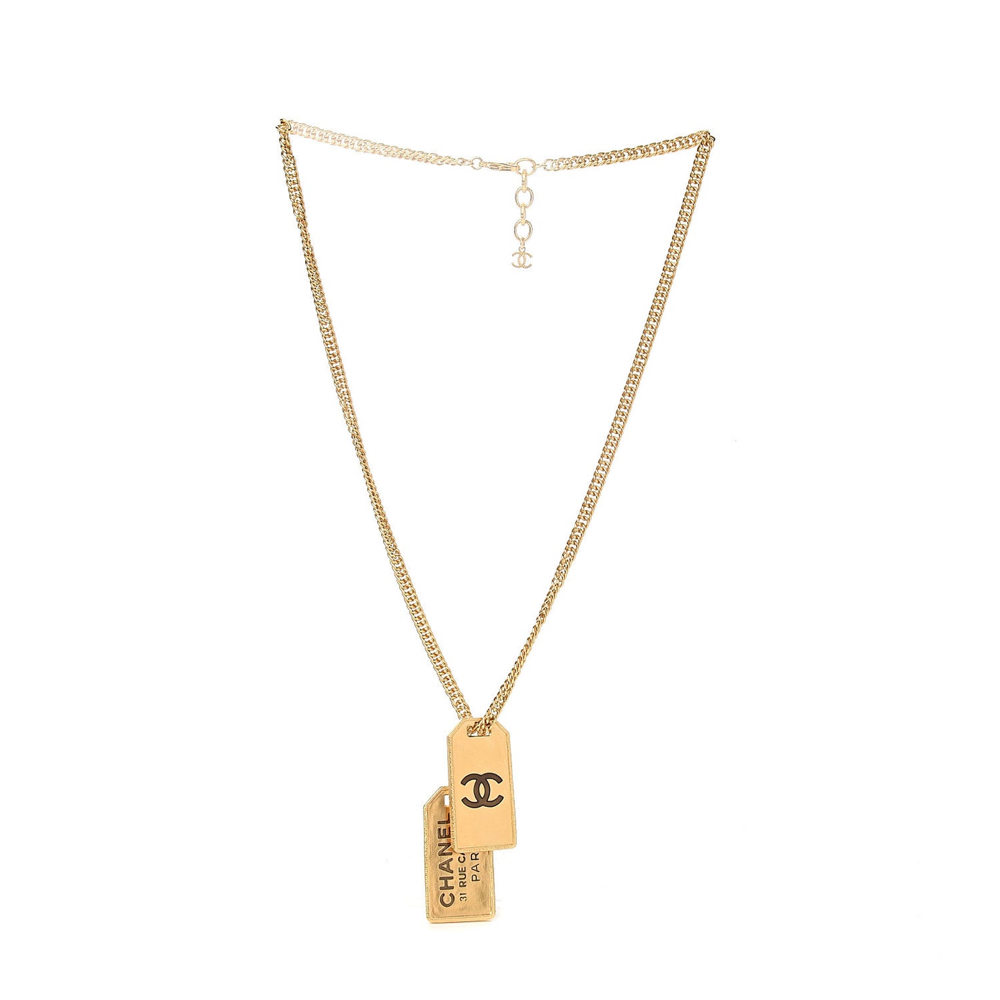ID Dog Tag Charm Necklace Gold