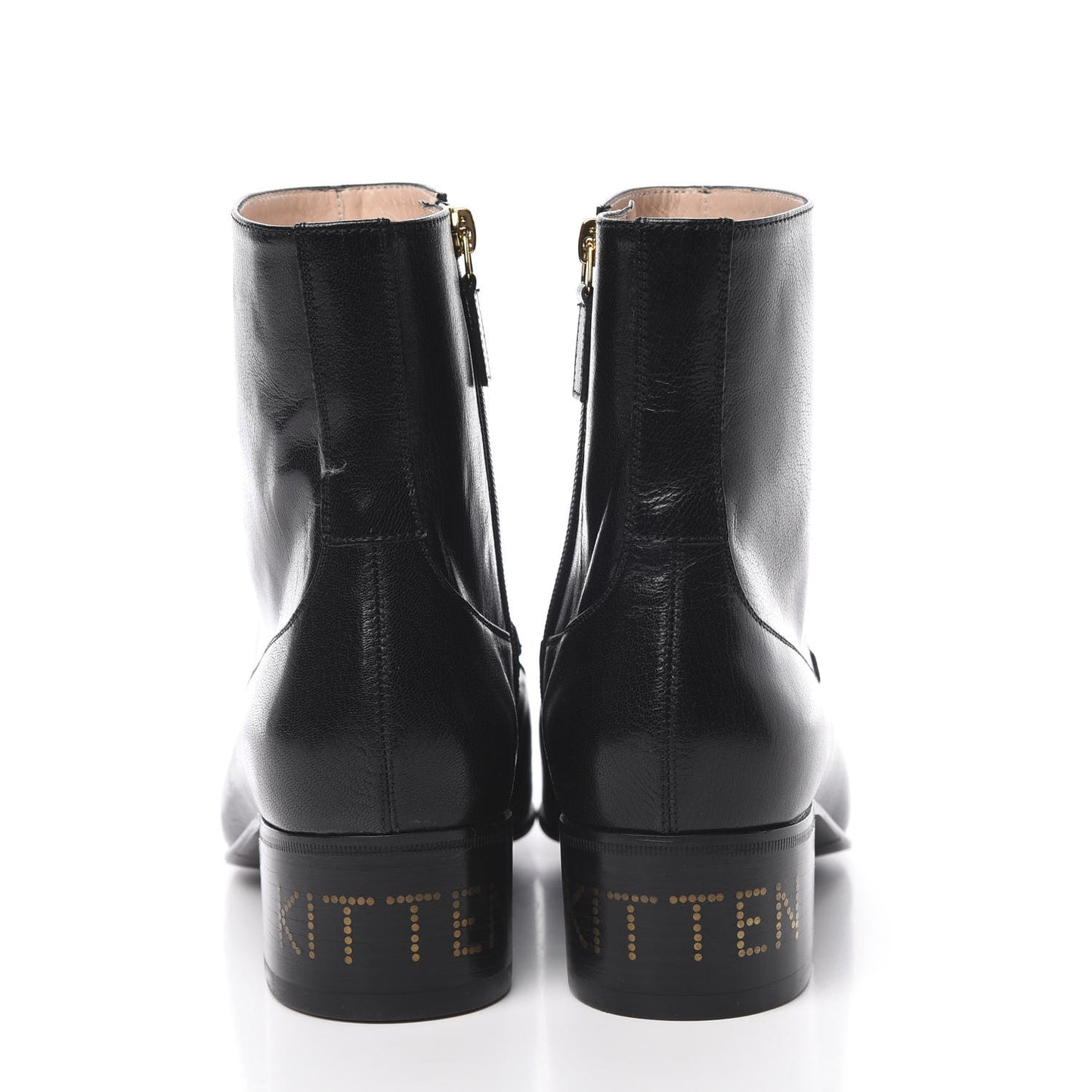 Goatskin Kitten Chain Horsebit Ankle Boots 42 Black