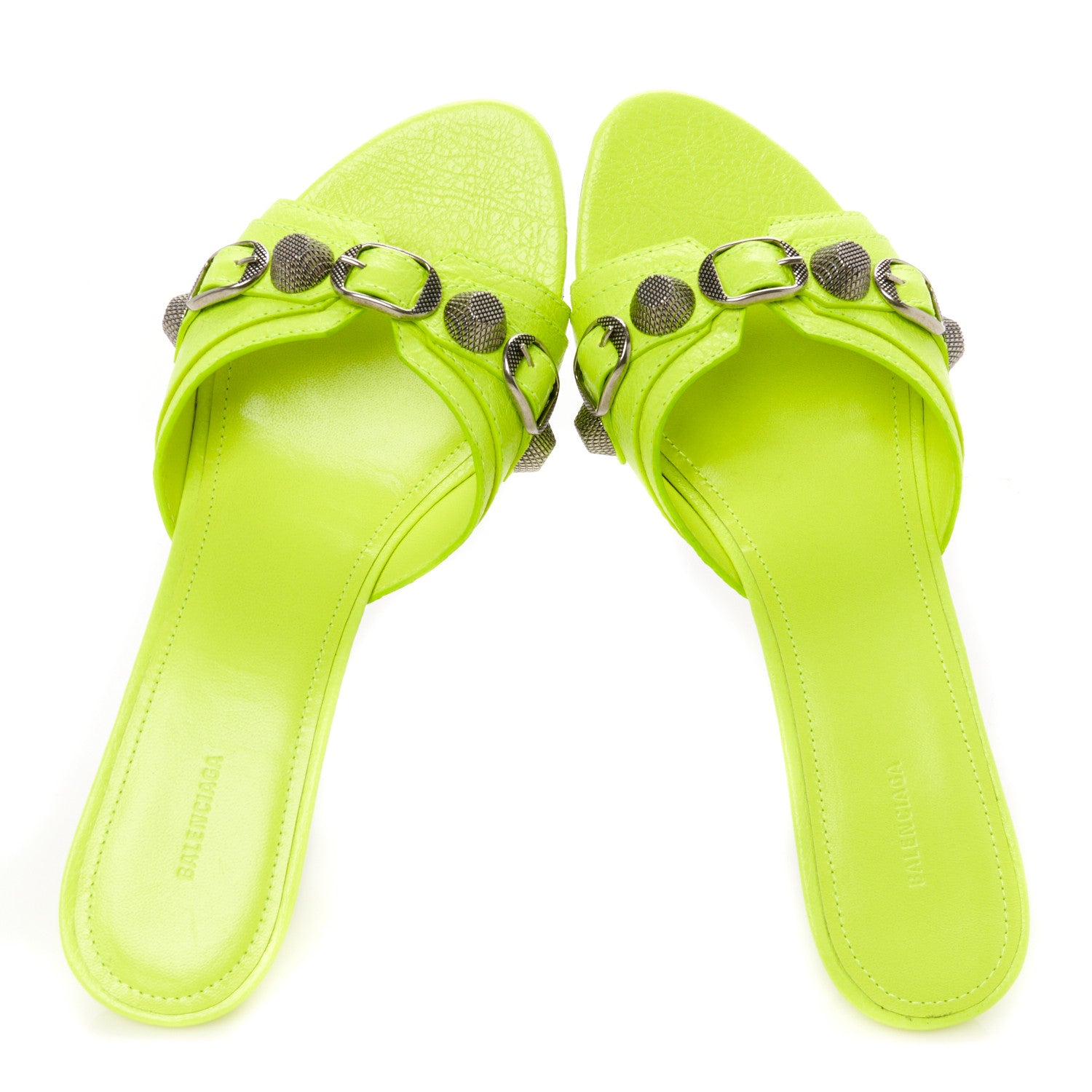 Balenciaga Agneau Arena Cagole 50mm Slide Sandals 37 Fluo Yellow 2 of 10