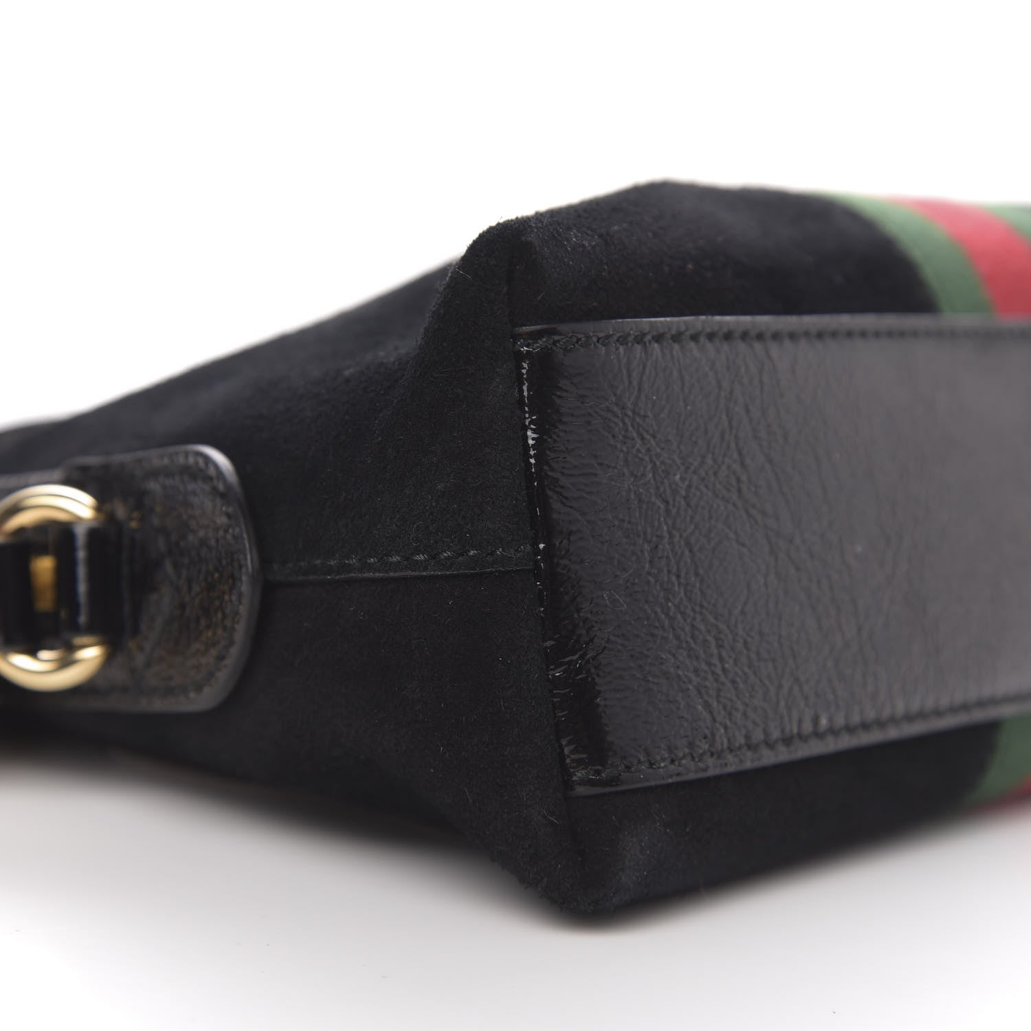 Gucci Suede Patent Web GG Small Ophidia Dome Shoulder Bag Black 8 of 10