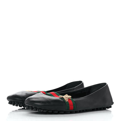 Gucci Calfskin Bayadere Bee Ballerina Flats 39.5 Black 3 of 9