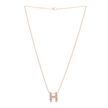 Hermes Lacquered Rose Gold Pop H Pendant Necklace Marron Glace 3 of 6