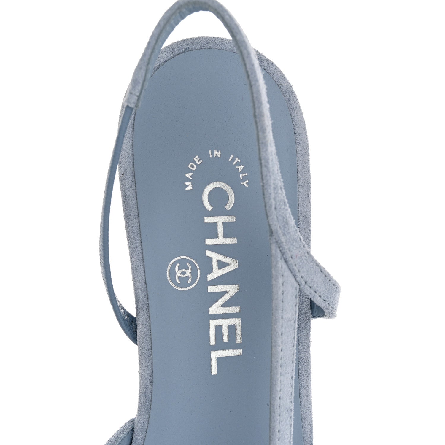 Chanel Suede Cap Toe CC Coco Slingback Pumps 39 Light Blue 7 of 10