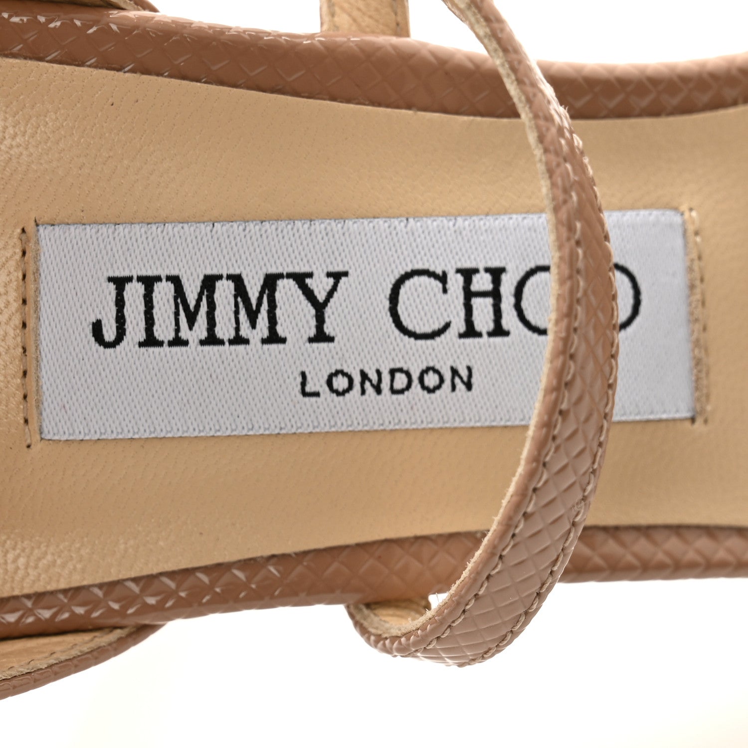 Jimmy Choo Embossed Patent Lizard Emsy Crisscross 85 Sandals 39 Ballet Pink 6 of 9