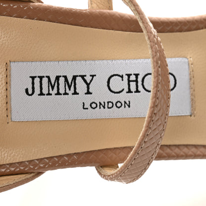 Jimmy Choo Embossed Patent Lizard Emsy Crisscross 85 Sandals 39 Ballet Pink 6 of 9