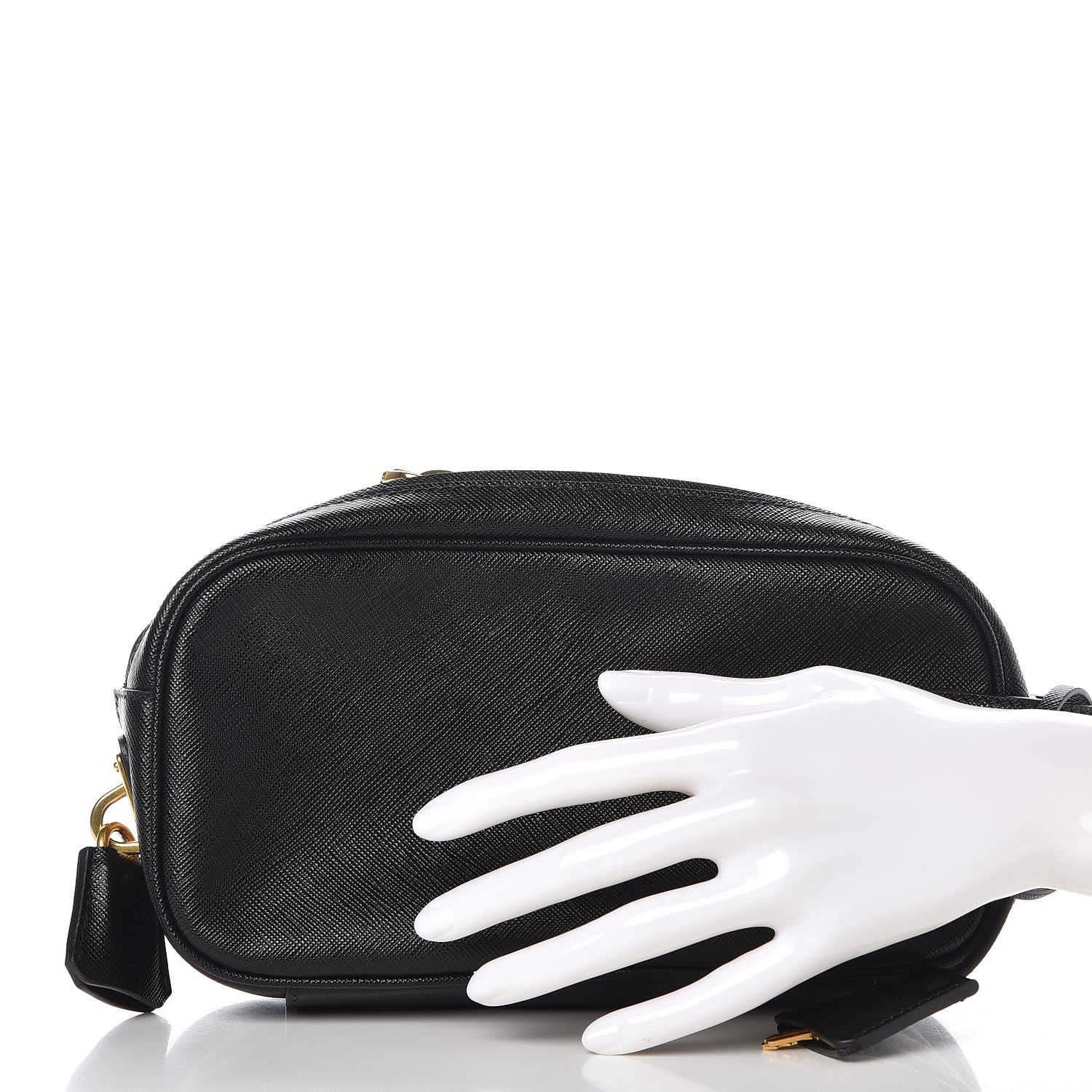Prada Saffiano Zip Pochette Black 2 of 8