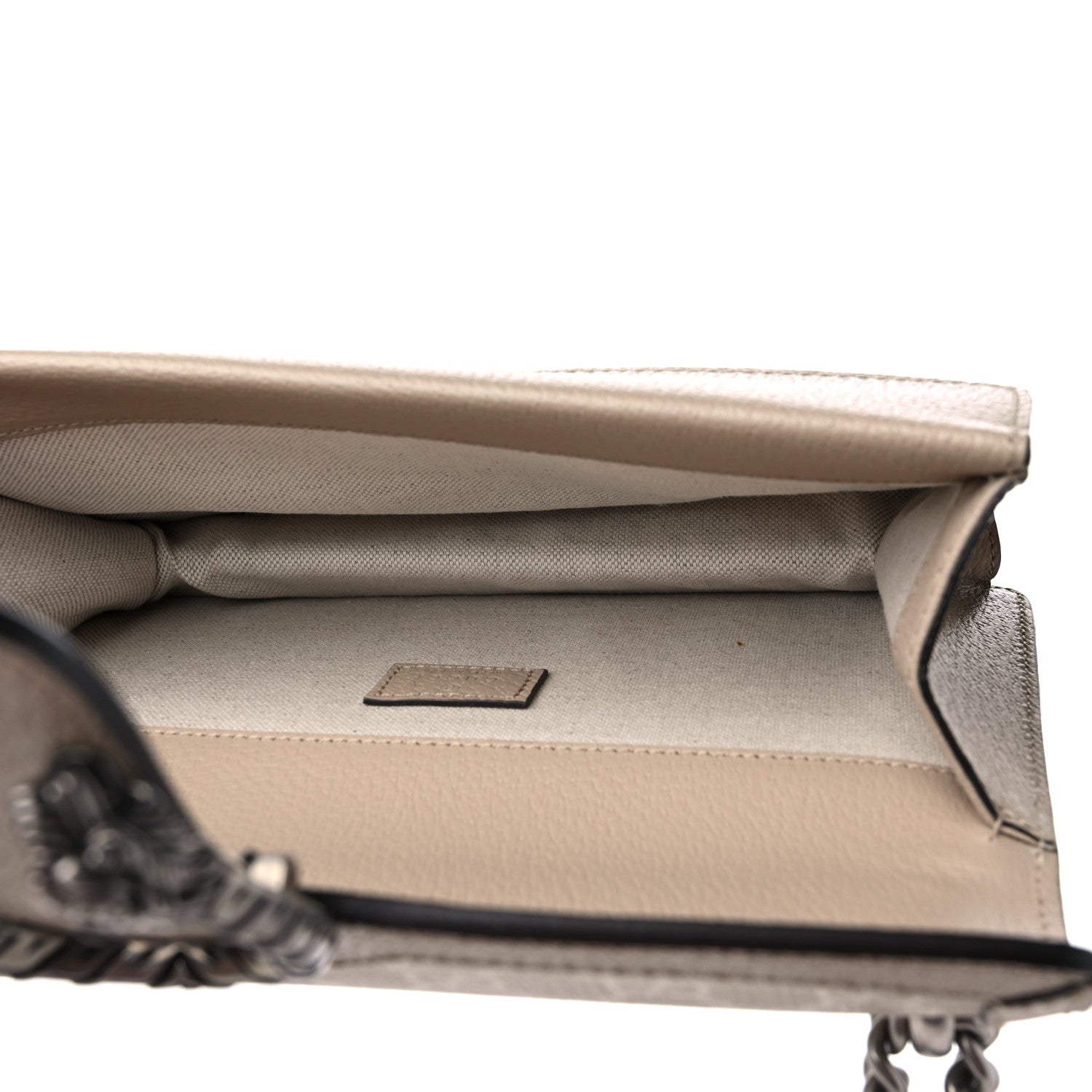Gucci GG Supreme Monogram Textured Dollar Calfskin Small Rectangular Dionysus Shoulder Bag Beige Mystic White Oatmeal 5 of 11