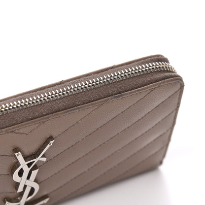 Saint Laurent Grain De Poudre Matelasse Chevron Monogram Zip Around Wallet Fard 7 of 8