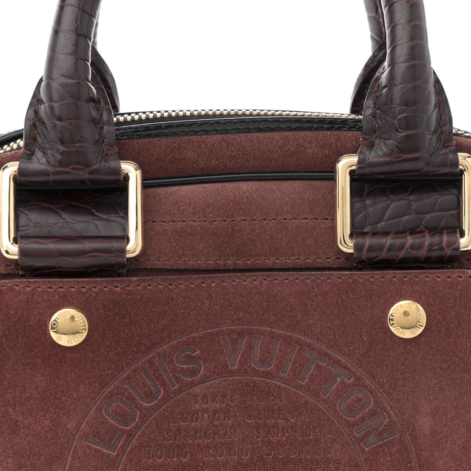 Louis Vuitton Suede Stamped Alligator Embossed Havane Bowler PM  Brun 6 of 11