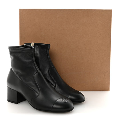 Chanel Stretch Lambskin Cap Toe CC Short Boots 35 Black 10 of 10