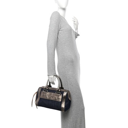 Chloe Metallic Calfskin Top Handle Bag Blue Silver 2 of 13