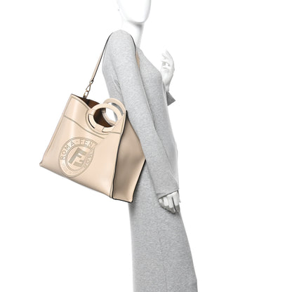Fendi Vitello Liberty Plexiglass Stamp Patch Perforated Medium Runaway Shopper Tote Nuvola 2 of 15
