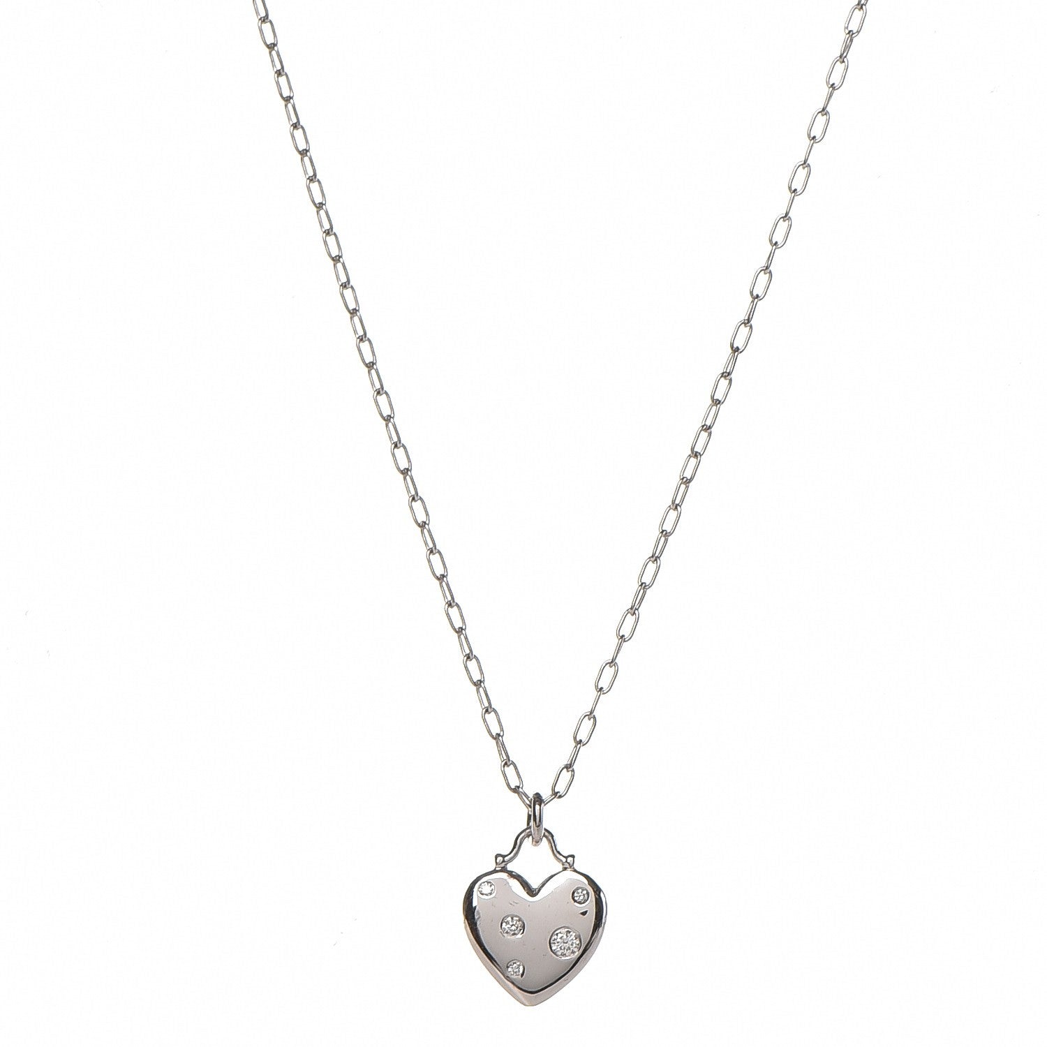Tiffany 18K White Gold Diamond Etoile Small Heart Pendant Necklace 1 of 7