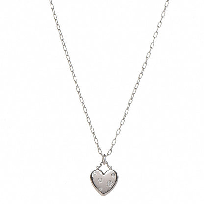 Tiffany 18K White Gold Diamond Etoile Small Heart Pendant Necklace 1 of 7