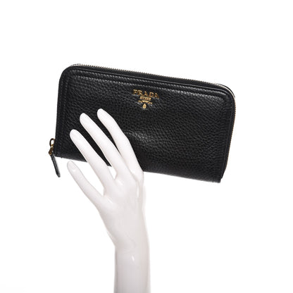 Prada Vitello Daino Zip Around Wallet Nero Black 2 of 6