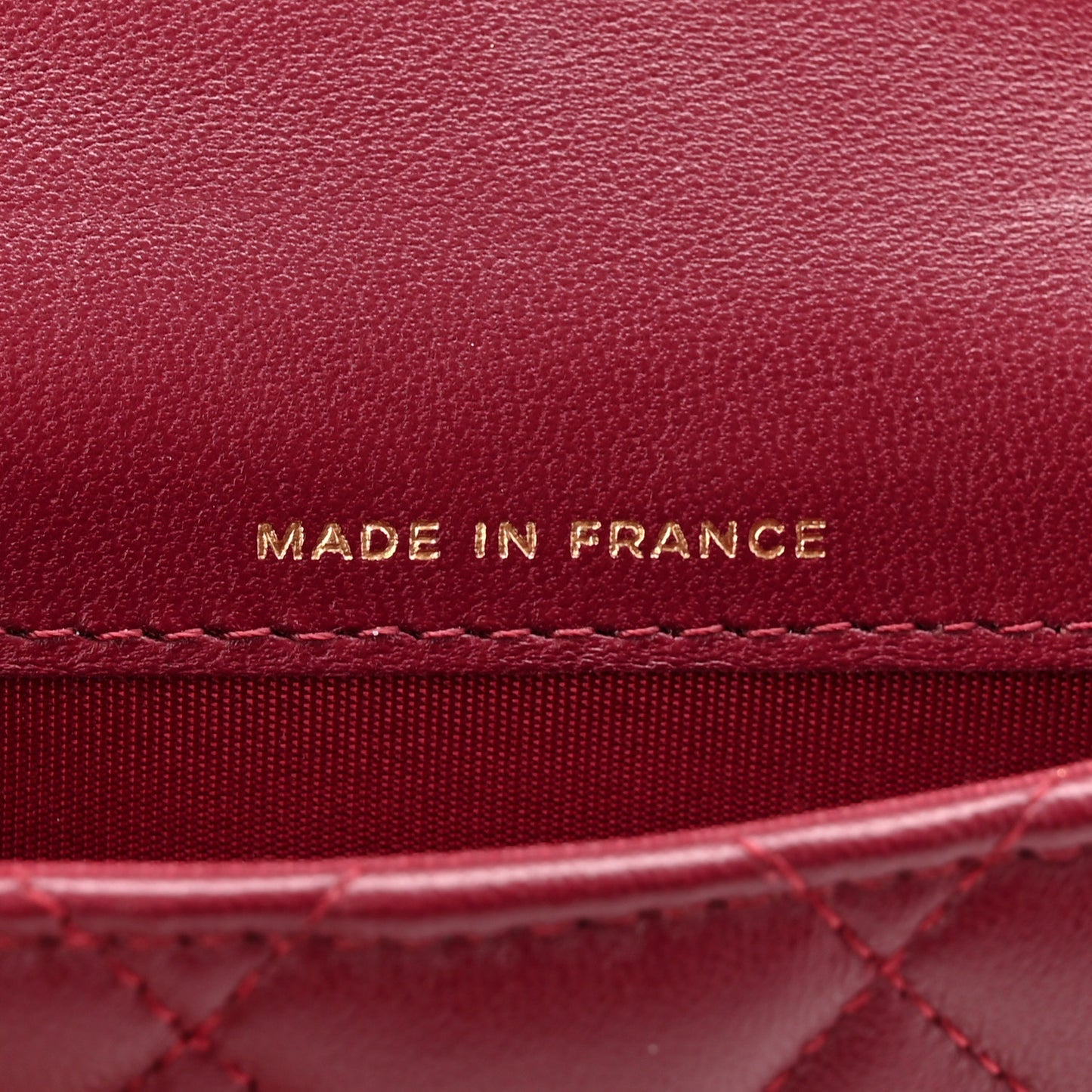 Lambskin Quilted Top Handle Flap Coin Purse With Chain Burgundy