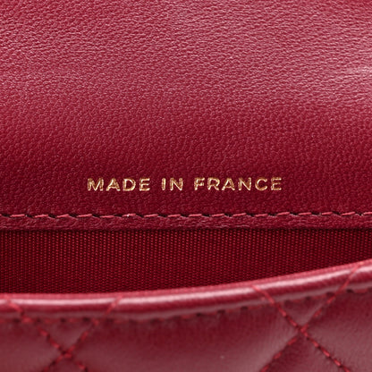 Chanel Lambskin Quilted Top Handle Flap Coin Purse With Chain Burgundy 7 of 12