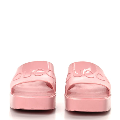 Gucci Rubber Gucci Logo Womens Platform 20/60mm Slide Sandals 41 Wild Rose 2 of 10