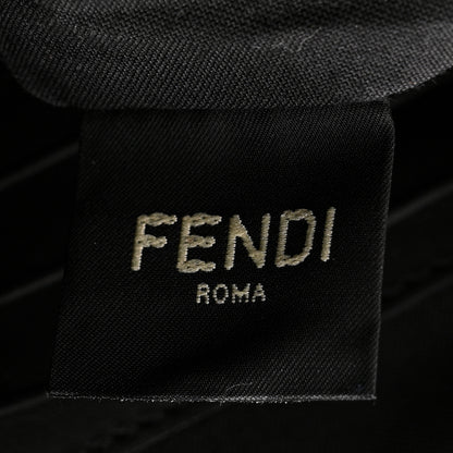 Fendi Glazed Fabric Vitello Century FF 1974 Stamp Patch Large Flat Pouch Mogano Panna Black 6 of 9