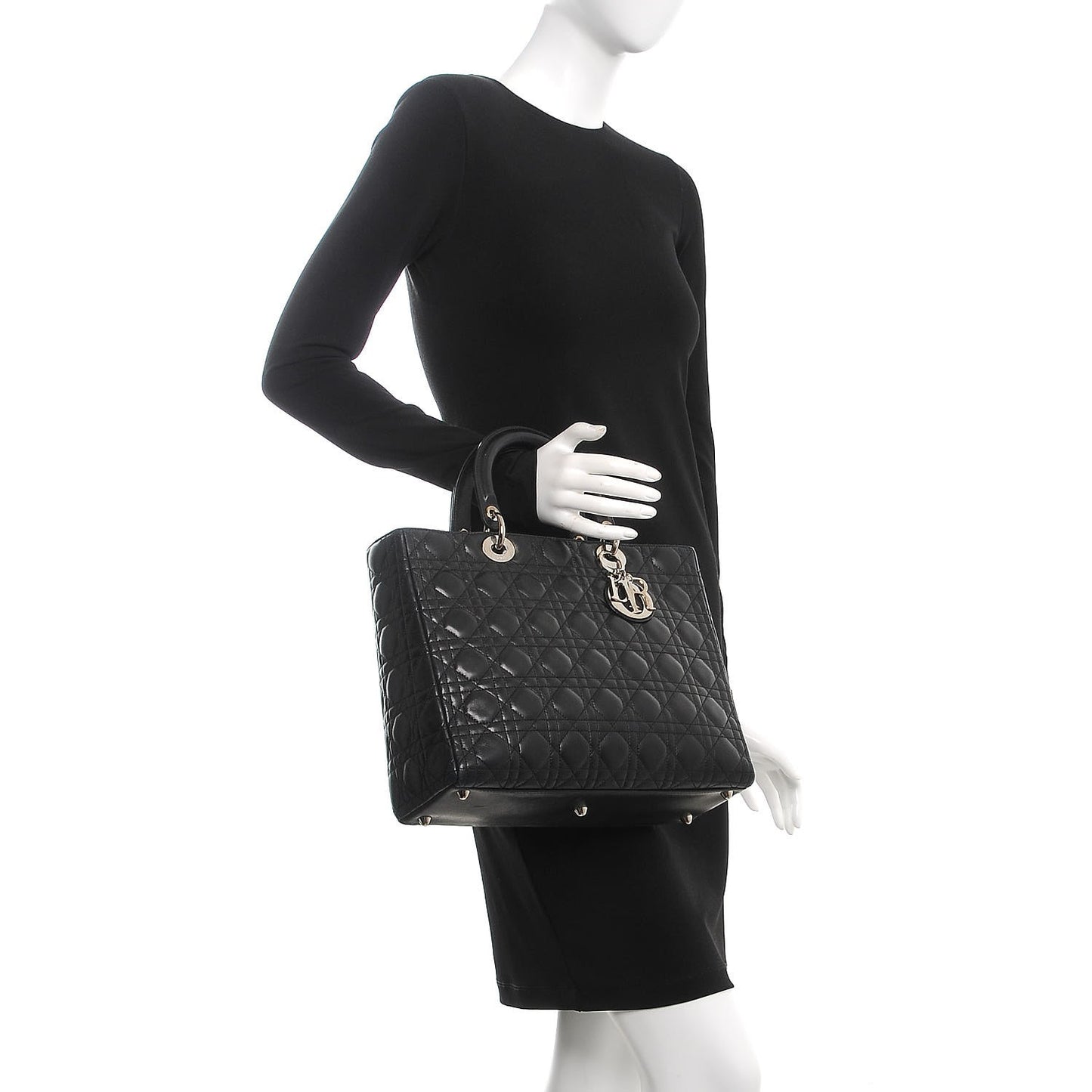 Lambskin Cannage Large Lady Dior Black