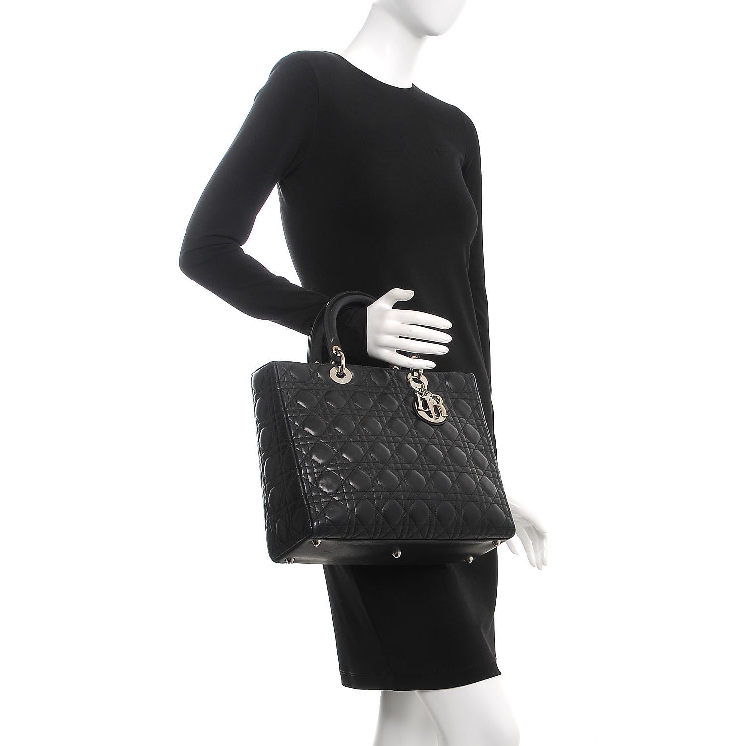Christian Dior Lambskin Cannage Large Lady Dior Black 3 of 11