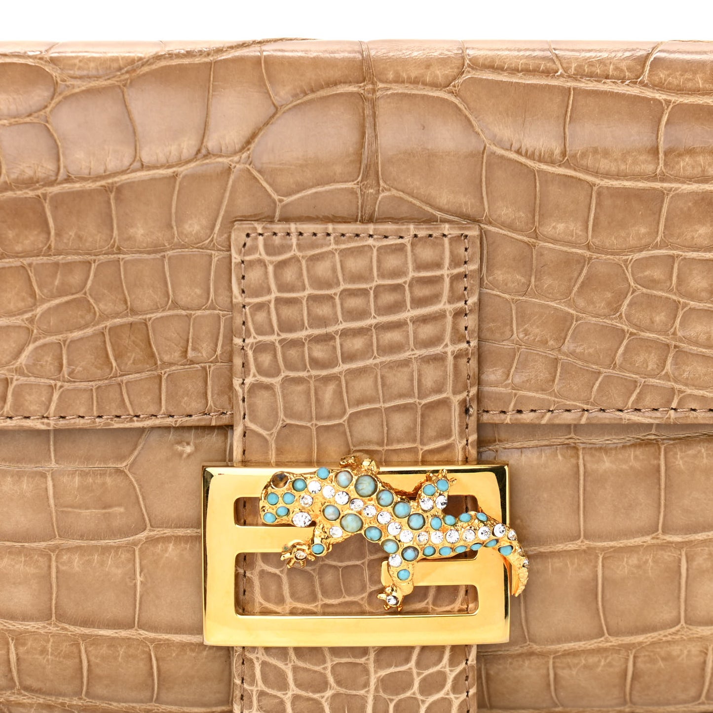 Fabric Crocodile Crystal Lizard Baguette