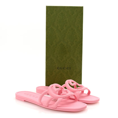 Gucci Rubber Interlocking G Womens Slide Sandals 38 Wild Rose 9 of 9