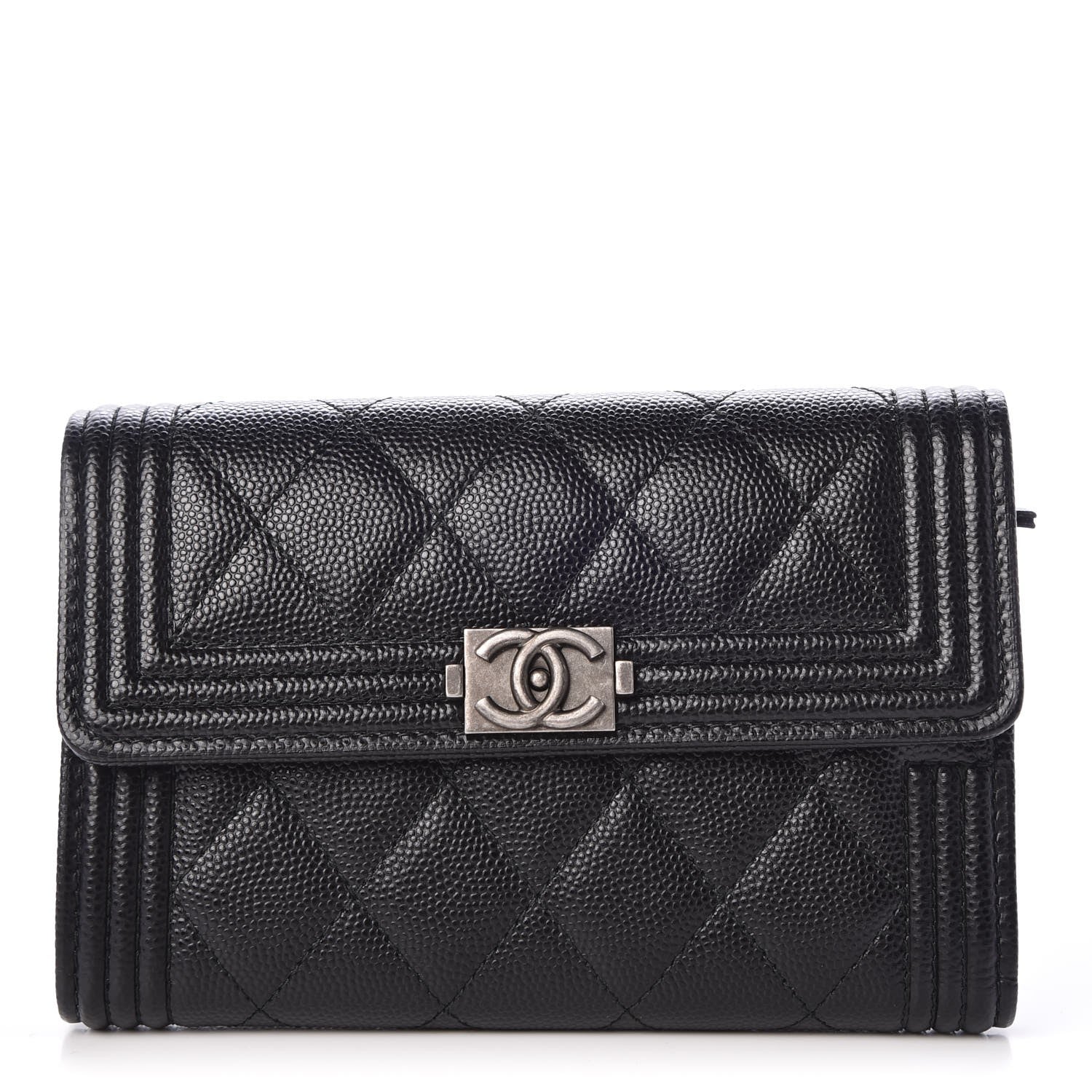 Chanel Caviar Quilted Medium Boy Flap Wallet Black 1 of 8