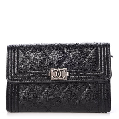 Chanel Caviar Quilted Medium Boy Flap Wallet Black 1 of 8