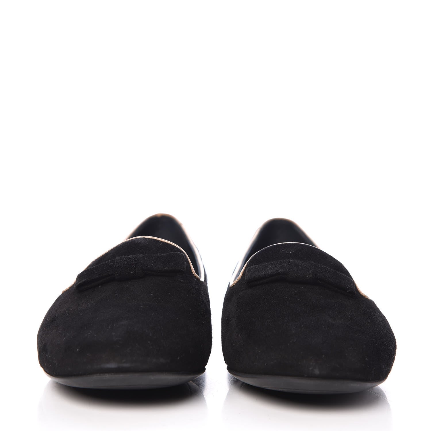 Louis Vuitton Suede Uniformes Bow Flat Loafers 36.5 Black 2 of 9