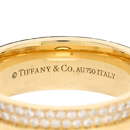 Tiffany 18K Yellow Gold Diamond Wide T Two Pave Ring 52 6 4 of 4