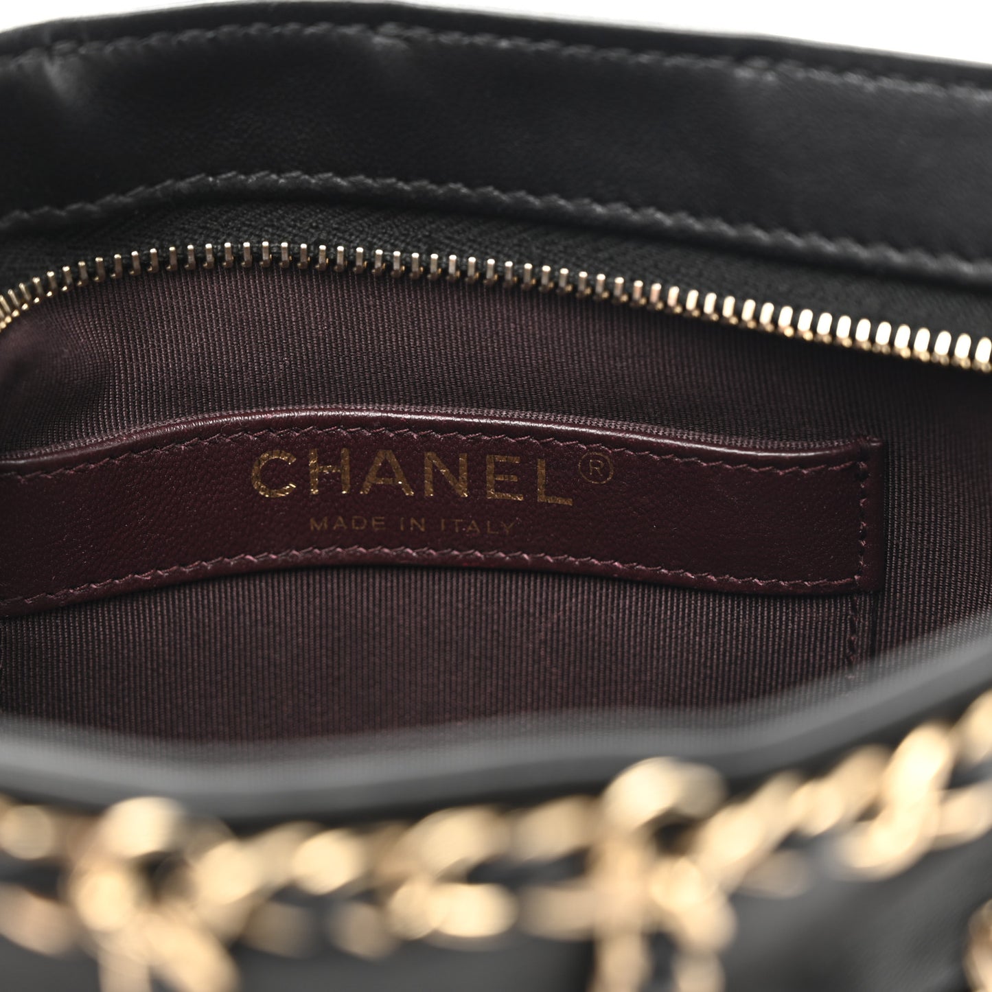 Lambskin Chain Frame Shoulder Bag Black