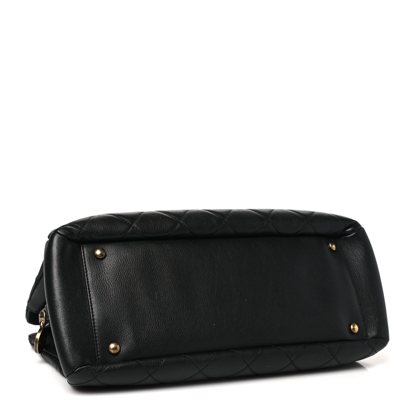 Calfskin Quilted Small CC Crown Tote Black