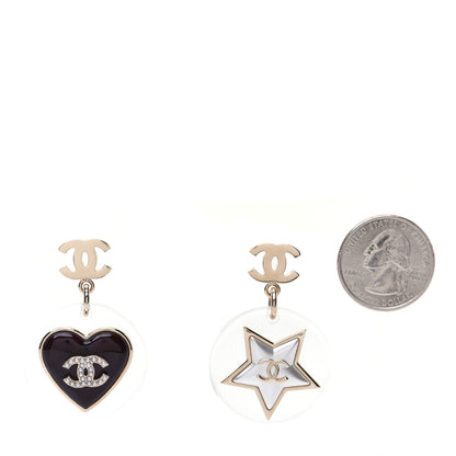 Chanel Resin Enamel CC Star Heart Earrings Gold 2 of 8