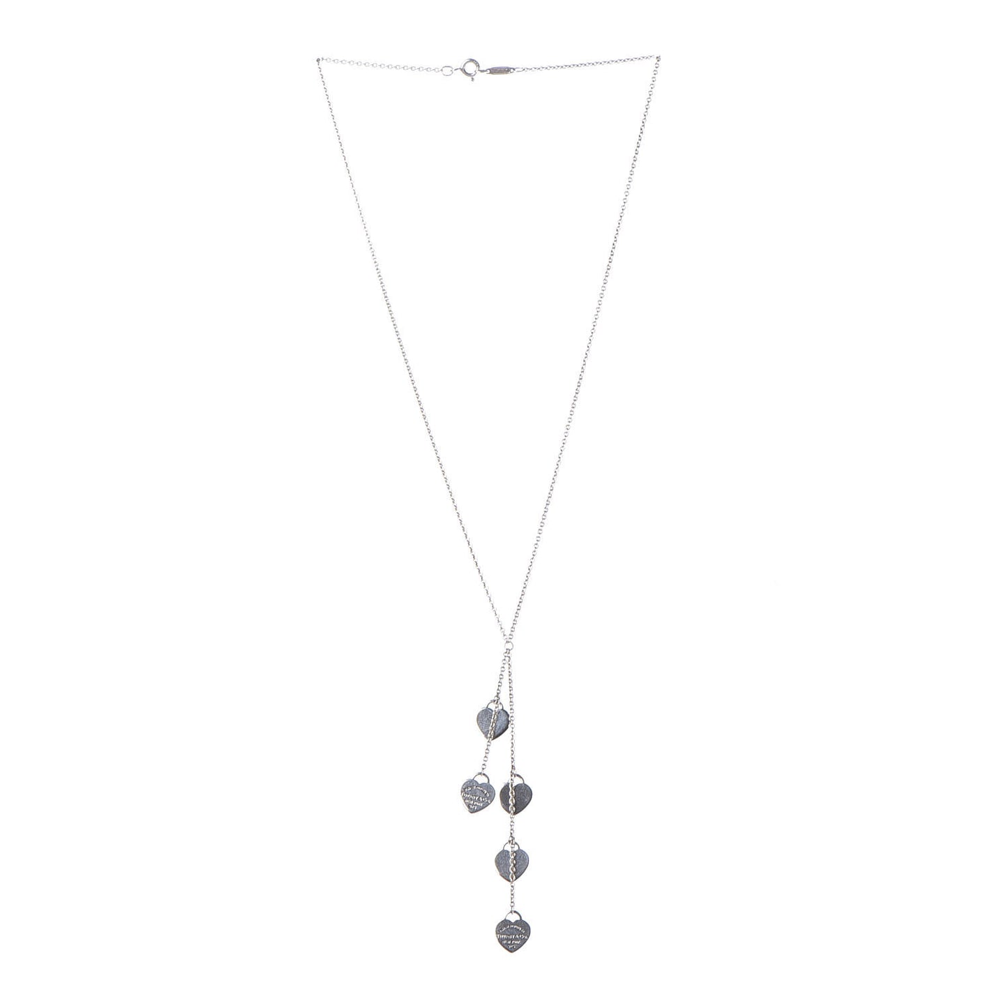 Sterling Silver Mini Heart Tag Lariat Necklace