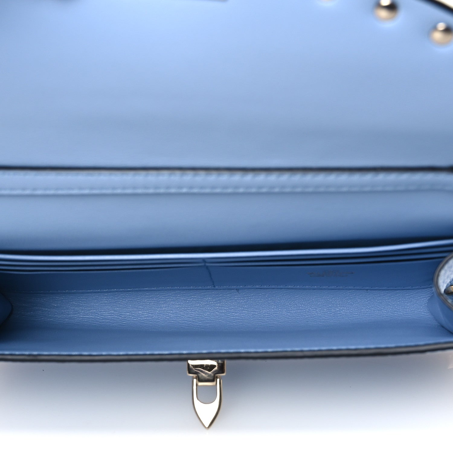 Valentino Garavani Grainy Calfskin Rockstud Flip Lock Wallet With Chain Popeline Blue 6 of 11