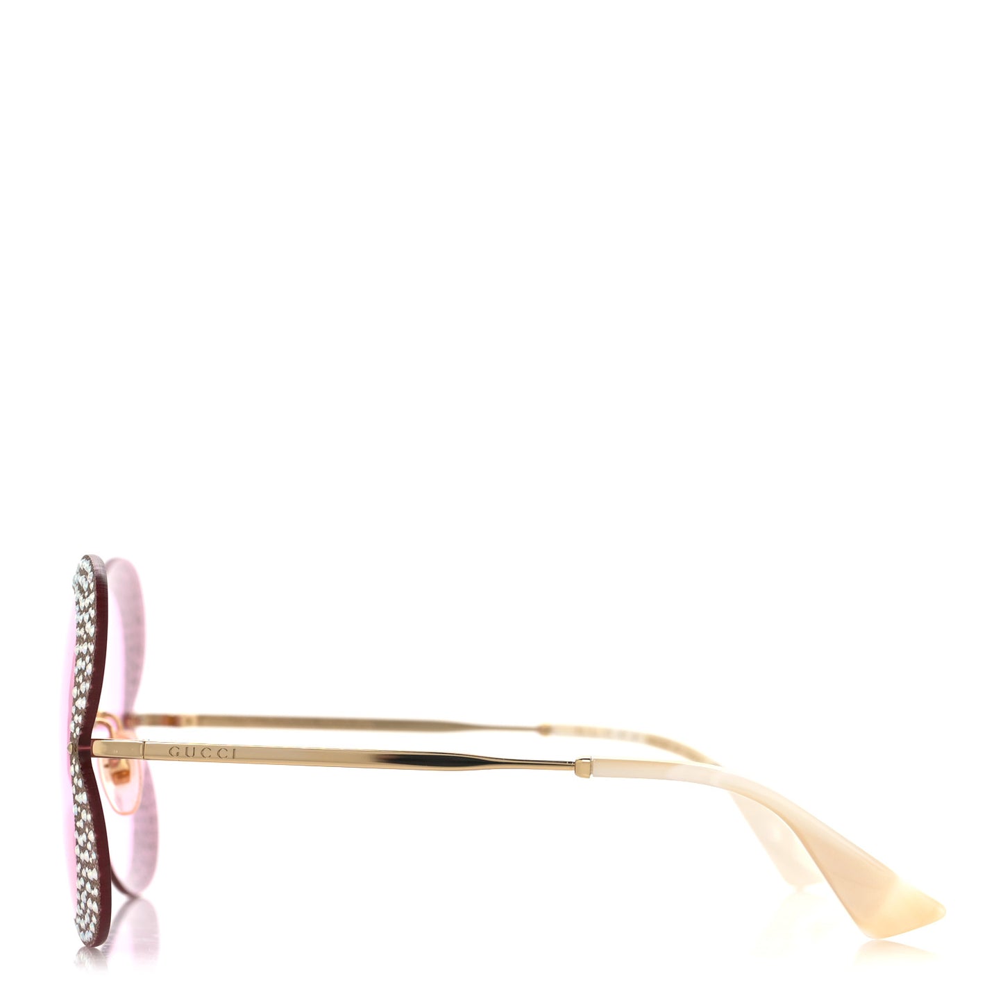 Metal Crystal Heart Frame Sunglasses GG0897S Pink Gold