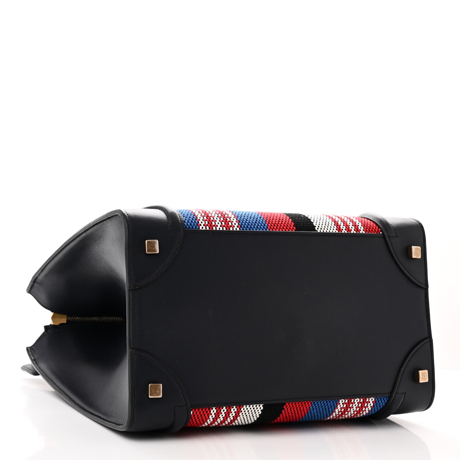 Celine Smooth Calfskin Striped Cotton Canvas Mini Luggage Navy Blue 4 of 9