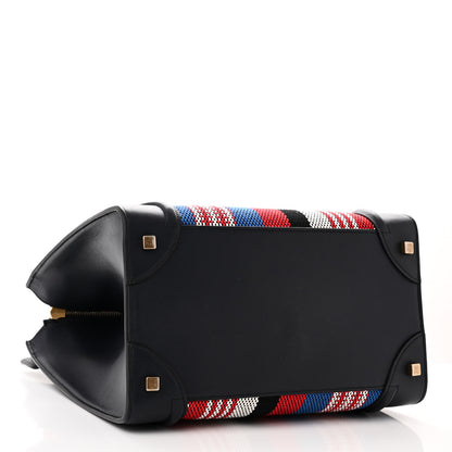 Celine Smooth Calfskin Striped Cotton Canvas Mini Luggage Navy Blue 4 of 9